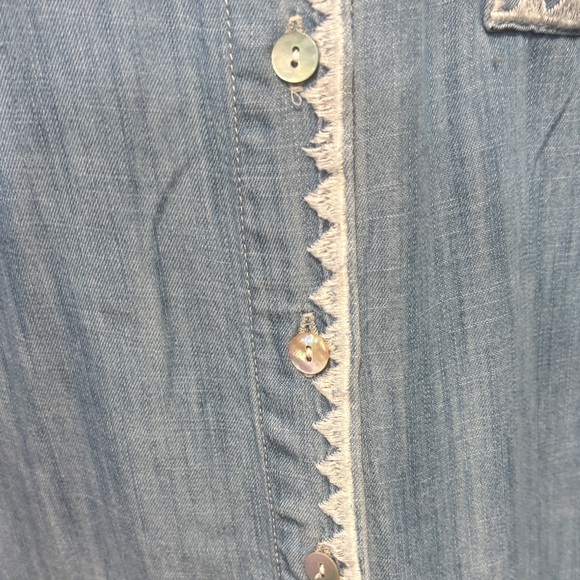 Toofan Tencel Blue Denim Tunic Top with embroidery - Picture 6 of 9